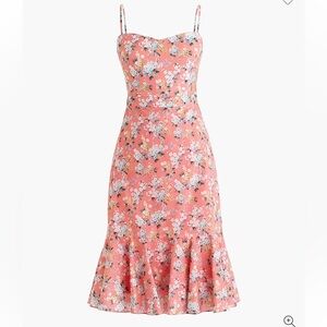 J. Crew Pink Floral Ruffle Tiered Midi Sundress